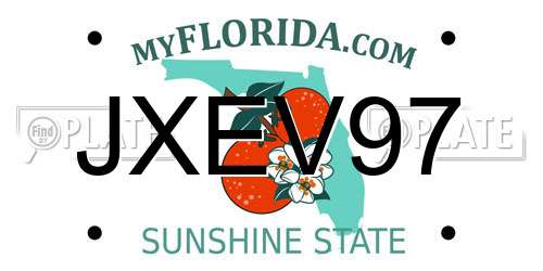 JXEV97 Florida License Plate