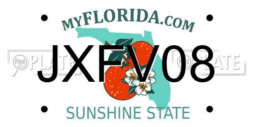 JXFV08 Florida License Plate