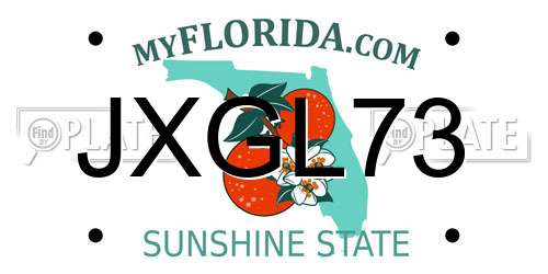 JXGL73 Florida License Plate