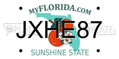 JXHE87 Florida License Plate