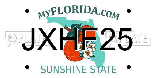 JXHF25 Florida License Plate