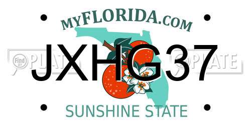 JXHG37 Florida License Plate