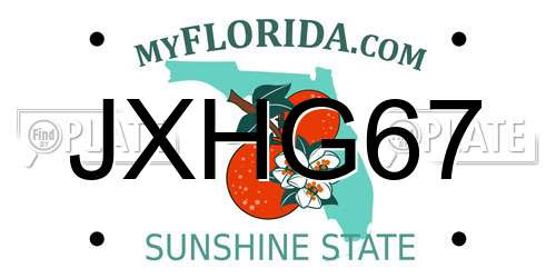 JXHG67 Florida License Plate