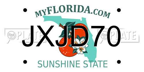 JXJD70 Florida License Plate