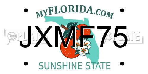 JXMF75 Florida License Plate