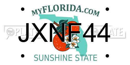 JXNF44 Florida License Plate