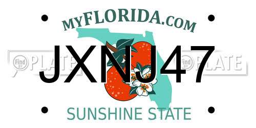 JXNJ47 Florida License Plate