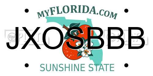 JXOSBBB Florida License Plate