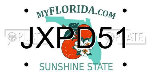 JXPD51 Florida License Plate