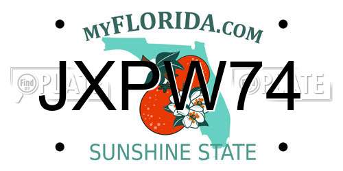 JXPW74 Florida License Plate