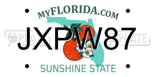 JXPW87 Florida License Plate