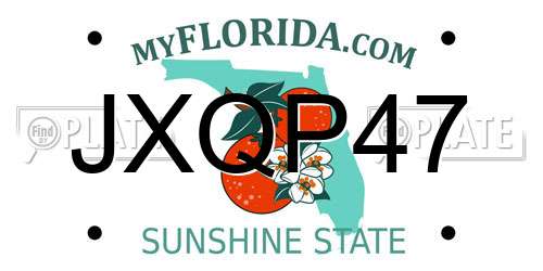 JXQP47 Florida License Plate