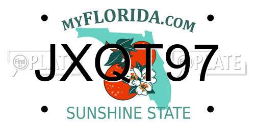 JXQT97 Florida License Plate