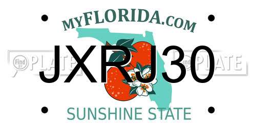 JXRJ30 Florida License Plate