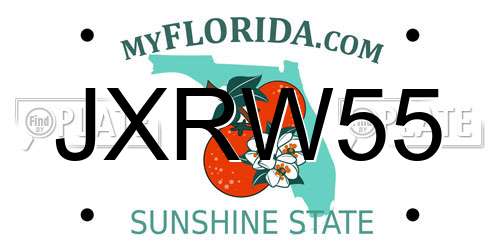 JXRW55 Florida License Plate