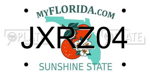 JXRZ04 Florida License Plate