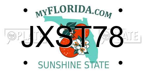JXST78 Florida License Plate
