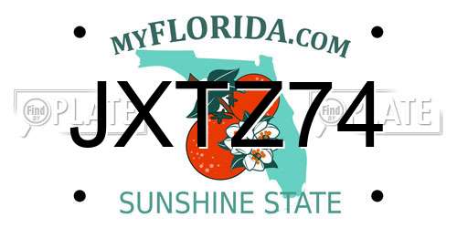 JXTZ74 Florida License Plate