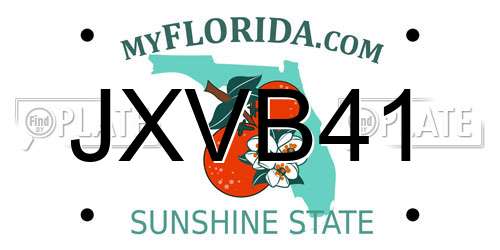 JXVB41 Florida License Plate