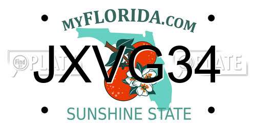 JXVG34 Florida License Plate