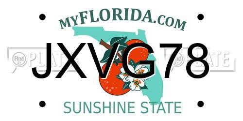 JXVG78 Florida License Plate