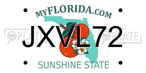 JXVL72 Florida License Plate