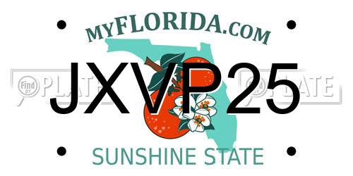 JXVP25 Florida License Plate