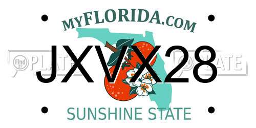 JXVX28 Florida License Plate