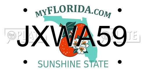 JXWA59 Florida License Plate