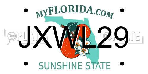 JXWL29 Florida License Plate
