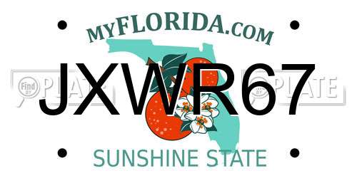 JXWR67 Florida License Plate
