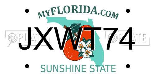 JXWT74 Florida License Plate