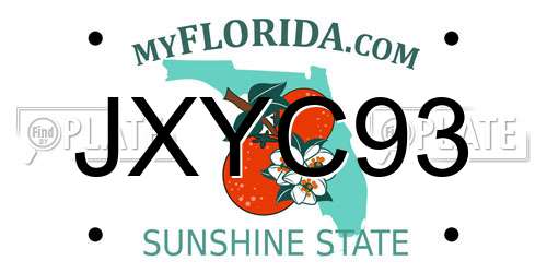 JXYC93 Florida License Plate
