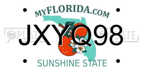 JXYQ98 Florida License Plate