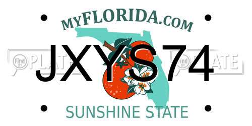 JXYS74 Florida License Plate