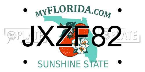 JXZF82 Florida License Plate