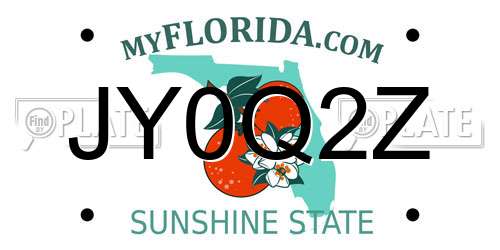 JY0Q2Z Florida License Plate