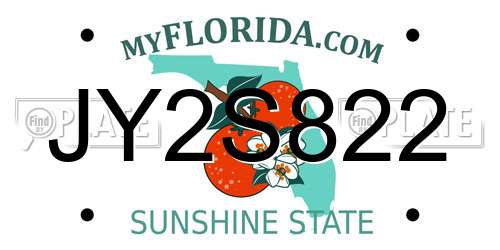 JY2S822 Florida License Plate