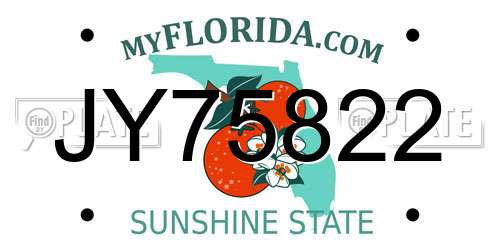 JY75822 Florida License Plate