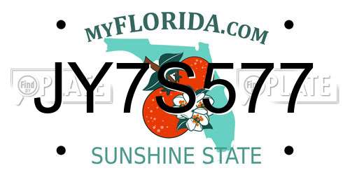JY7S577 Florida License Plate
