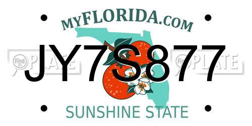 JY7S877 Florida License Plate