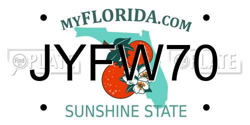 JYFW70 Florida License Plate