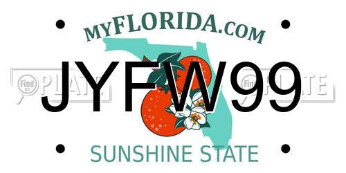 JYFW99 Florida License Plate