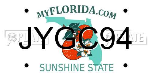 JYGC94 Florida License Plate