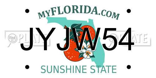 JYJW54 Florida License Plate