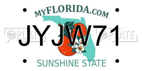 JYJW71 Florida License Plate