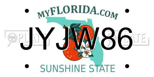 JYJW86 Florida License Plate