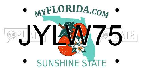 JYLW75 Florida License Plate