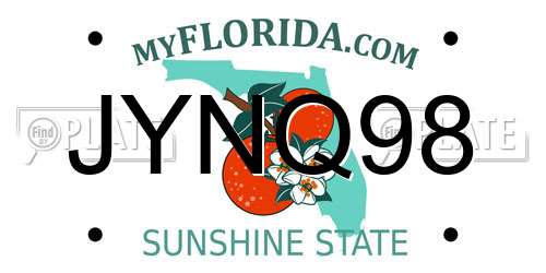 JYNQ98 Florida License Plate