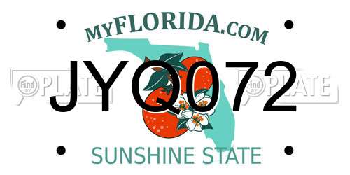 JYQ072 Florida License Plate